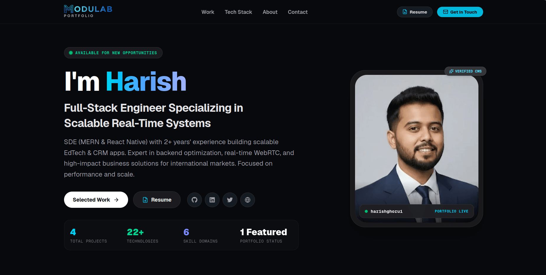 Live Developer Public Portfolio Experience
